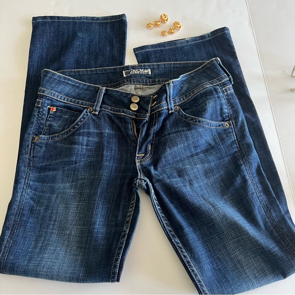 HUDSON SIGNATURE BOOTCUT WOMEN’S JEANS SIZE 28 BLUE FLAP POCKETS, MADE IN USA